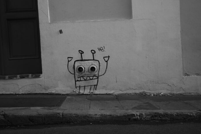 Dibujo de robot en pared