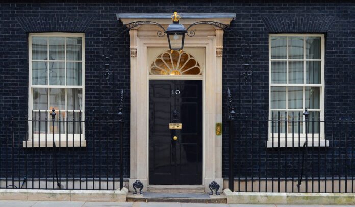 The door of 10 Downing Street, London